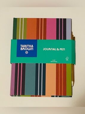 NEW!! Tabitha Brown “Stay Focused” Striped Hardcover Journal And Pen Set (NWT)